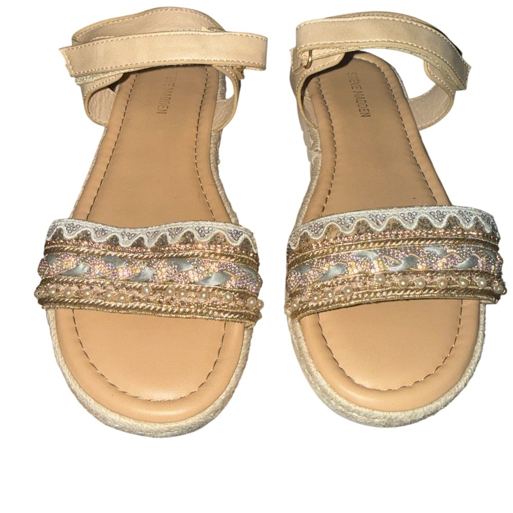 Steve Madden Kids Gold Embellished Sandals Girls Size 5